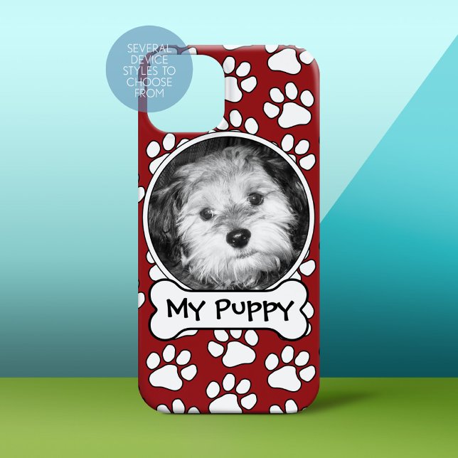 Pet Photo Ram Red Black Tass avtryck Hund Bone (Personalized Phone Case)