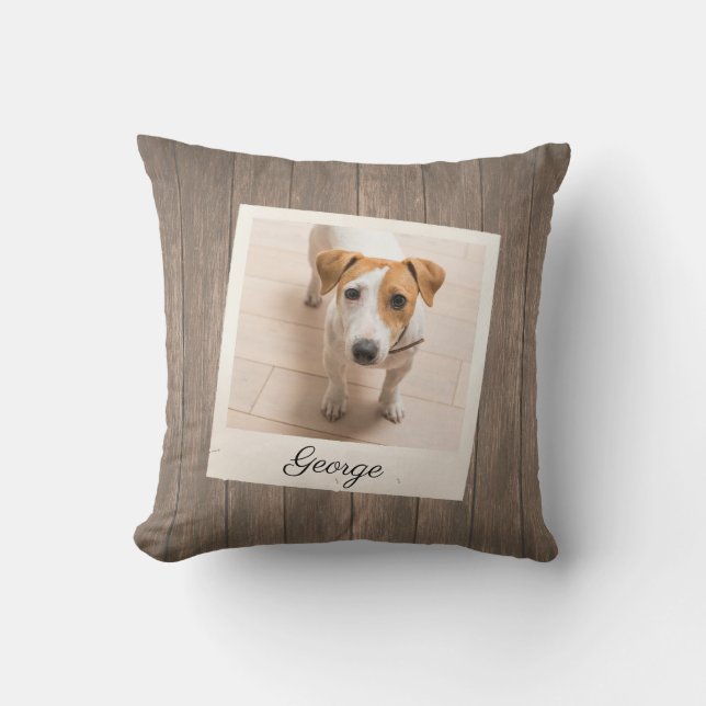 Pet Photo Ram Rustic Wood Personlig Kudde (Framsida)