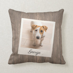 Pet Photo Ram Rustic Wood Personlig Kudde