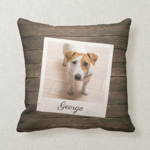 Pet Photo Ram Rustic Wood Personlig Kudde