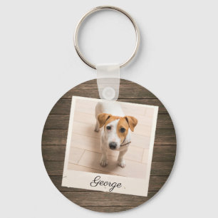 Pet Photo Ram Rustic Wood Personlig Nyckelring