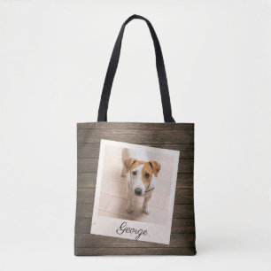 Pet Photo Ram Rustic Wood Personlig Tygkasse