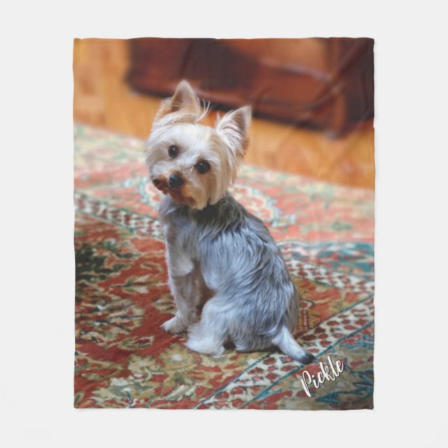 Pet Photo w Hund eller Cat Namn Personlig Fleecefilt (Framsidan)
