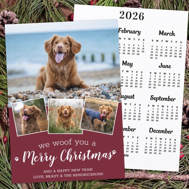 Pet Photo Woof You God jul 2025 Calendar Julkort (Skapare uppladdad)
