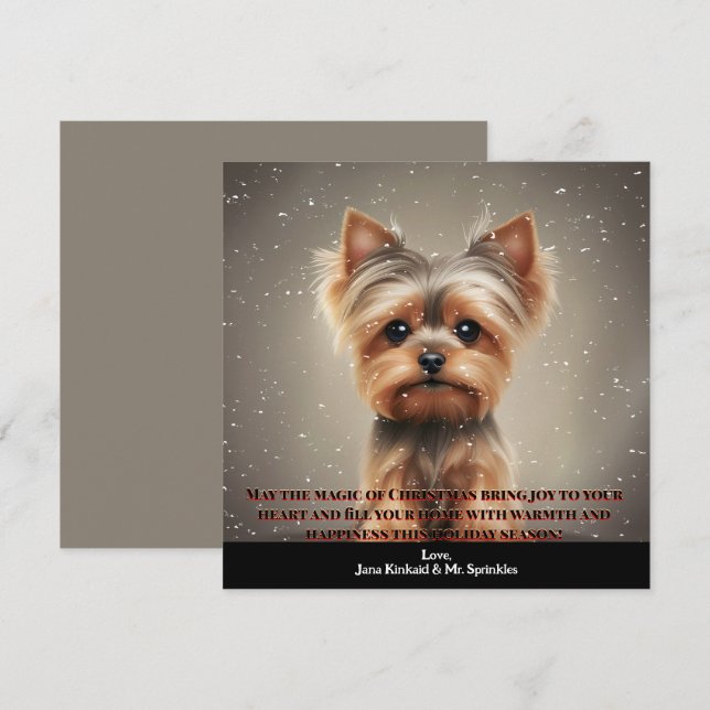 Pet Photo Yorkie Hund Roligt Enkel julkort Inbjudningar (Fram/baksida)