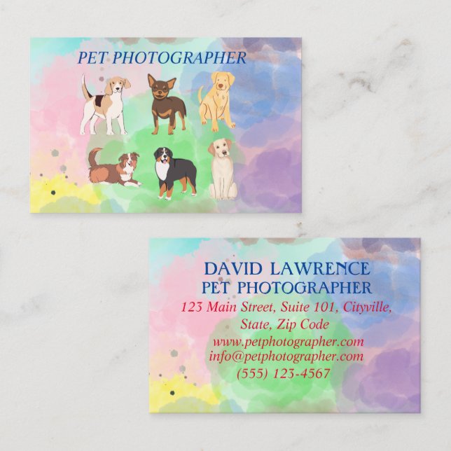 Pet Photographer-Dog Walker-Affärskort Visitkort (Fram/baksida)