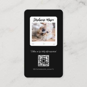 Pet Photographer Modern Social Media Black White Visitkort