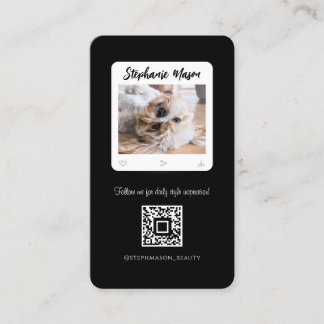 Pet Photographer Modern Social Media Black White Visitkort