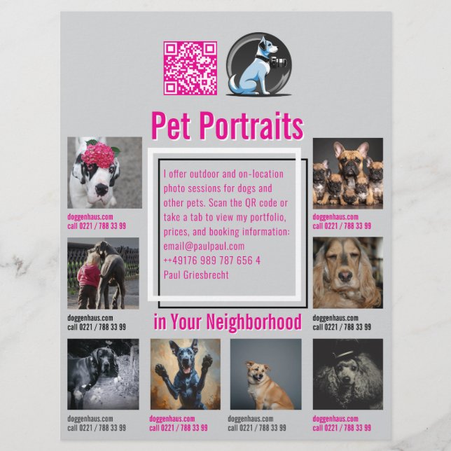 Pet Photography Session Flyer With QR Code & Tear‑ (Framsidan)