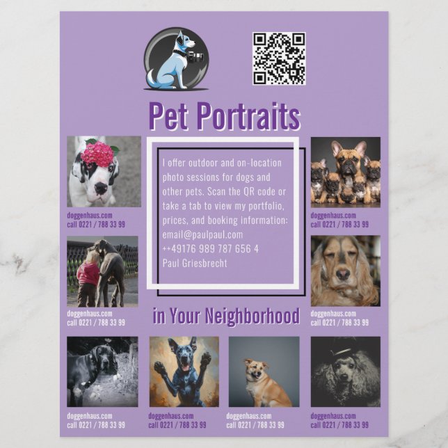 Pet Photography Session Flyer With QR Code & Tear‑ (Framsidan)