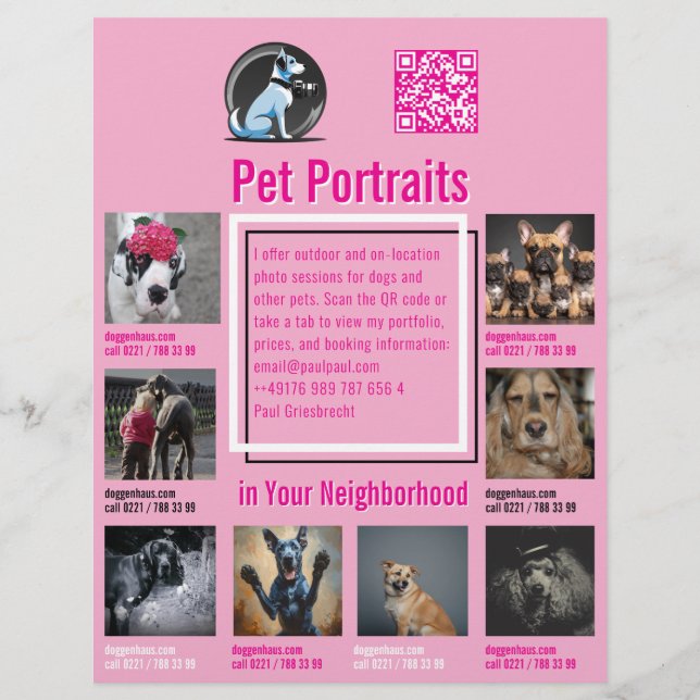 Pet Photography Session Flyer With QR Code & Tear‑ (Framsidan)