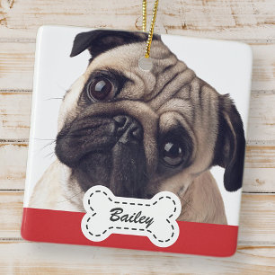 Pet Photos on Cute Hund Bone Add Namn Julgransprydnad Keramik