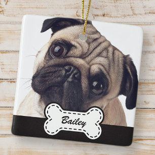 Pet Photos on Cute Hund Bone Add Namn Julgransprydnad Keramik