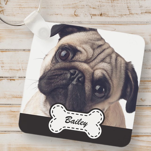Pet Photos on Cute Hund Bone Add Namn Nyckelring (Skapare uppladdad)