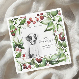 Pet Portrait Christmas Cocktail Napkins Pappersservett