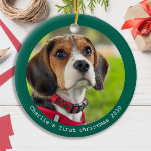 Pet Puppy Första jul-Anpassningsbarna, Hund Photo Julgransprydnad Keramik