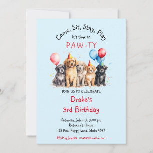 Pet Puppy Hund Birthday Pawty Inbjudningar