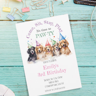Pet Puppy Hund Birthday Pawty Inbjudningar