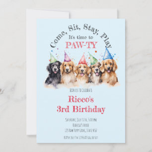 Pet Puppy Hund Birthday Pawty Inbjudningar
