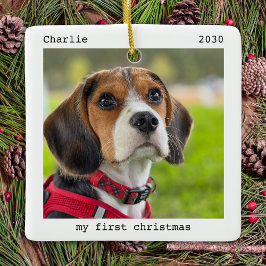 Pet Puppy Hund Photo Personlig Första jul Julgransprydnad Keramik