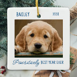 Pet Puppy Simple Personlig Hund Photo Julgransprydnad Keramik<br><div class="desc">Dekorera träd eller skicka en speciell gåva med den här toppen anpassningsbarna för söta personliger som husdjur till fotojultomdekoration. Denna enkla och moderna hund jultomatornament kommer att vara en favorit bland alla hundälskare. Lägg till din hund foto och anpassa dig med namn och år. Ornament är dubbla, du kan göra...</div>