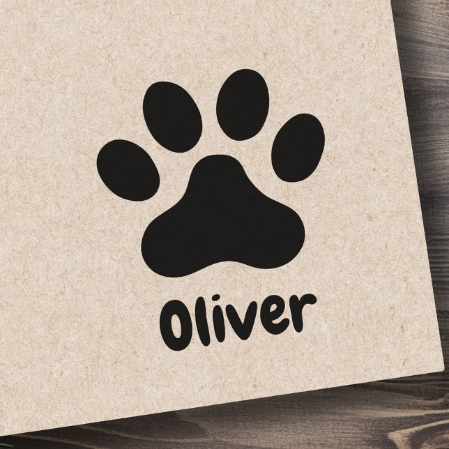 Pet Pw-utskrift med personlig namn namnteckning Stämpel (Pet paw print with personalized name signature rubber stamp)