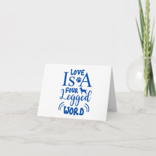 Pet Quote: Kärlek är ett fyrabalt Ord Blue BLANK Kort