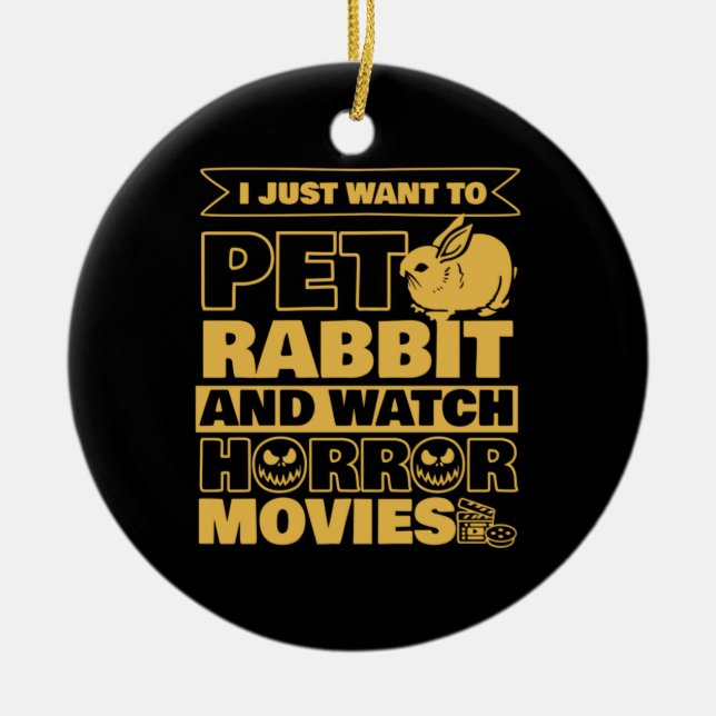 Pet Rabbit och Watch Halloween Julgransprydnad Keramik (Framsidan)