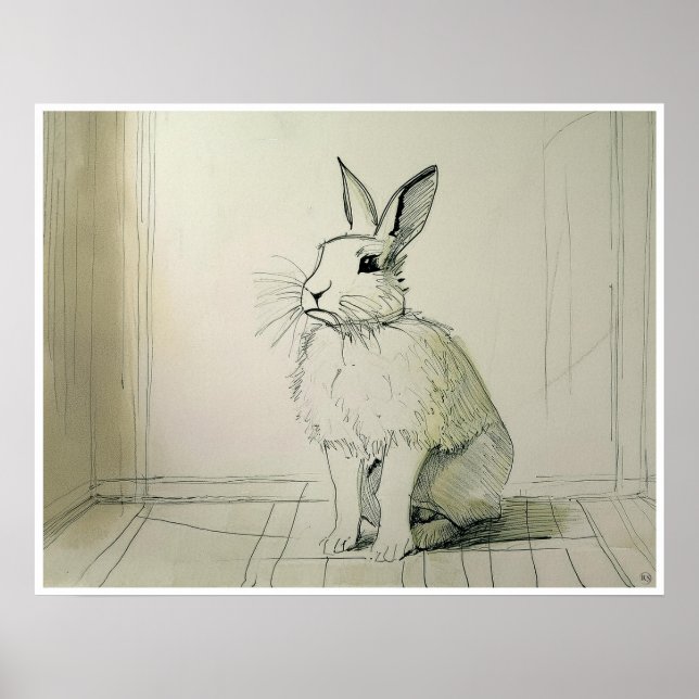 Pet Rabbit Teckning - Art-utskrift Poster (Framsidan)