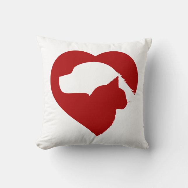 Pet Rädding Katt och Hund Red Heart of Kärlek Kudde (Framsida)