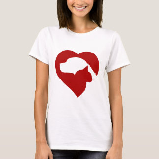 Pet Rädding Katt och Hund Red Heart of Kärlek T Shirt