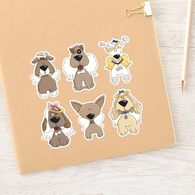 Pet Rainbow Hund Angel Stickers Klistermärken (Anteckningsbok)