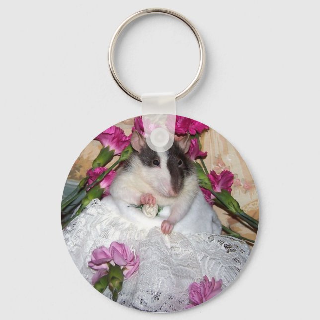 Pet Råtta Bride Trudy Keychain Nyckelring (Framsida)