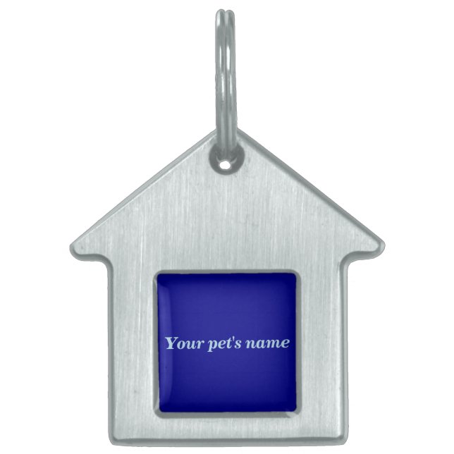 Pet’s Name With Blue Background on House Shaped ID-bricka Husdjur (Framsidan)