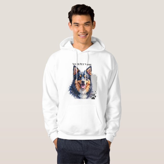 Pet’s Simple Modern Name & Photo Custom Design Hoodie (Hel framsida)
