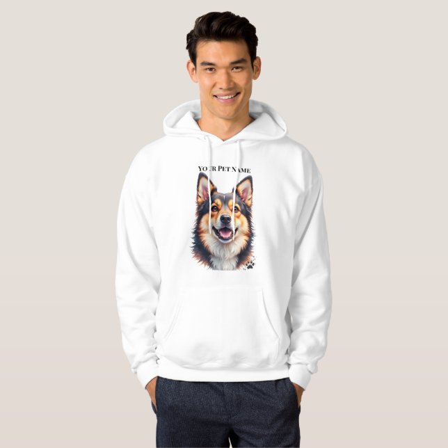Pet’s Simple Modern Name & Photo Custom Design Hoodie (Hel framsida)