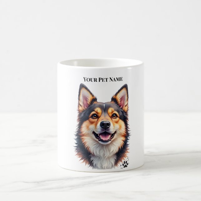 Pet’s Simple Modern Name & Photo Custom Design Kaffemugg (Center)