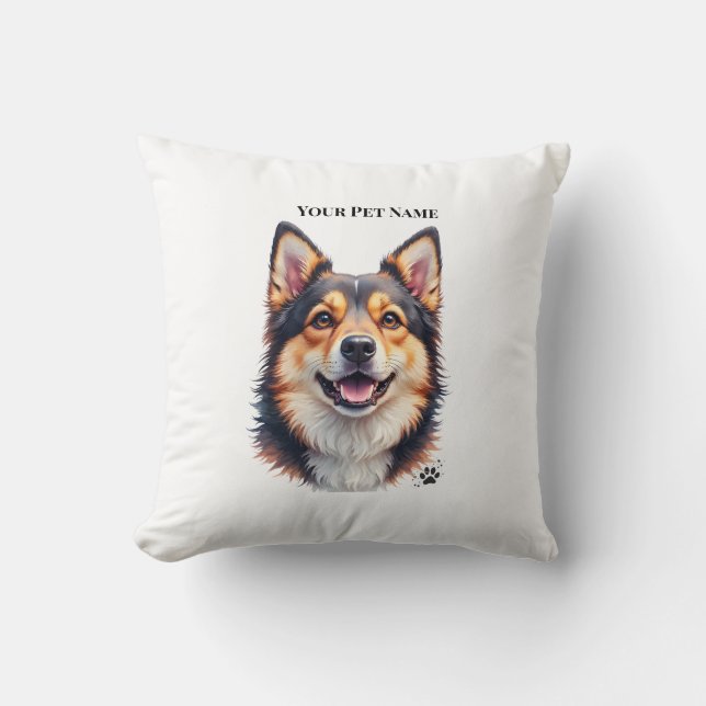 Pet’s Simple Modern Name & Photo Custom Design Kudde (Framsida)