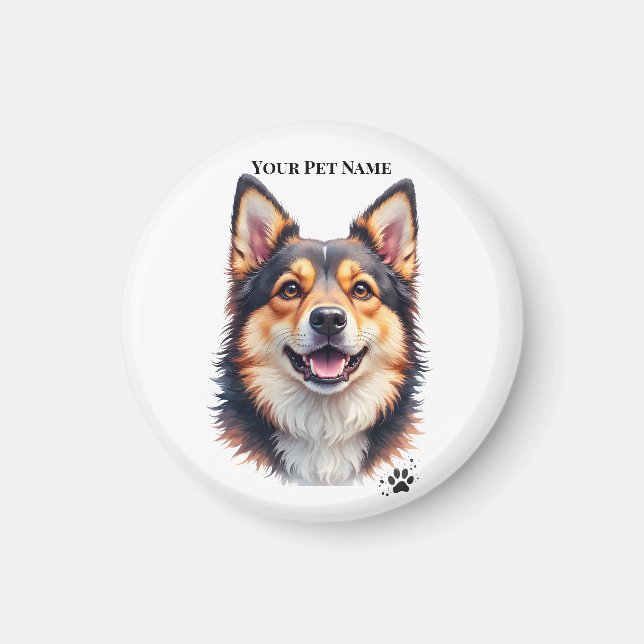 Pet’s Simple Modern Name & Photo Custom Design Magnet (Framsidan)