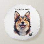 Pet’s Simple Modern Name & Photo Custom Design Rund Kudde<br><div class="desc">This simple and modern custom pet design features clean, cool typography and a strong pet photo layout that puts your beloved pet in the spotlight. Personalize it by uploading your pet’s photo and adding their name to create a one-of-a-kind keepsake. The clean layout and modern style are designed to look...</div>