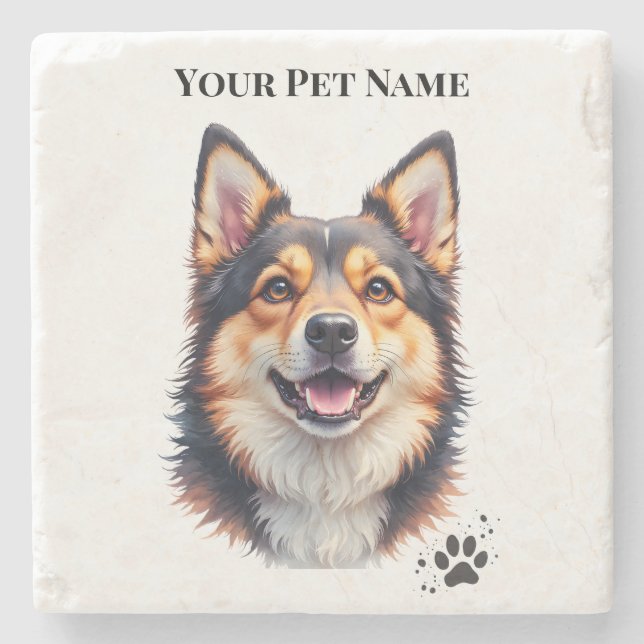 Pet’s Simple Modern Name & Photo Custom Design Stenunderlägg (Framsidan)