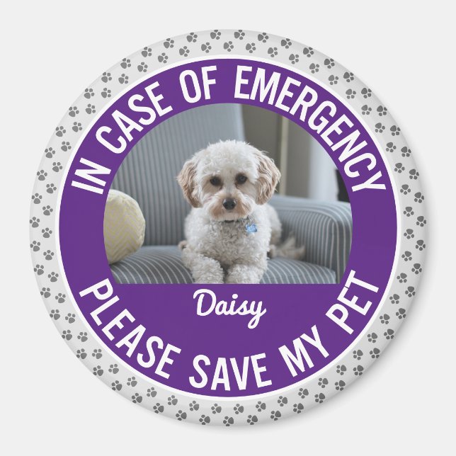 Pet Safety Alert Photo & Namn Akut Responder Magnet (Framsidan)