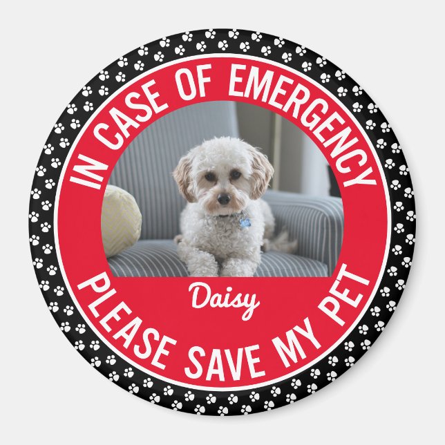Pet Safety Alert Photo & Namn Akut Responder Magnet (Framsidan)