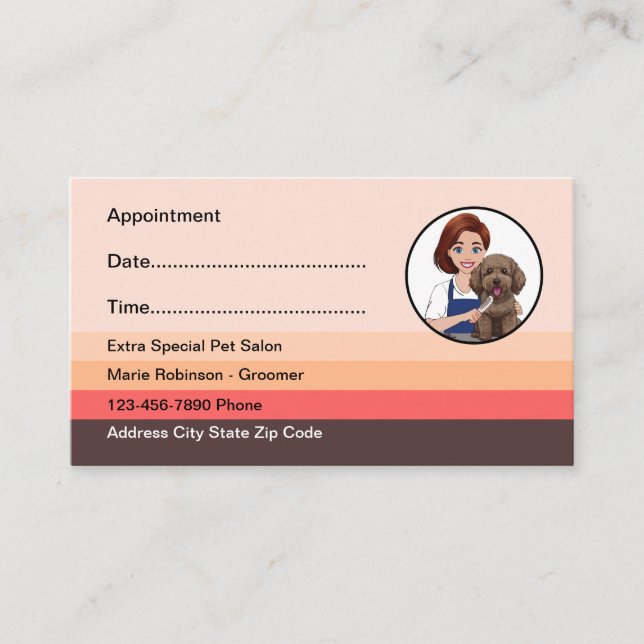 Pet Salon-Trendiget Enkla Möte visitkort Tidsbeställning Kort (Framsida)