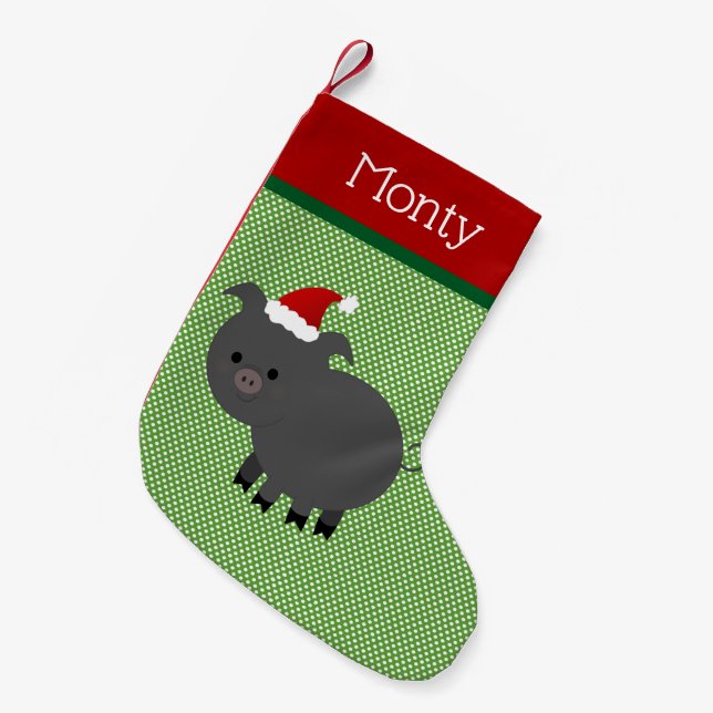 Pet Santa Black Gris Stocking Liten Julstrumpa (Framsidan (Hängande))