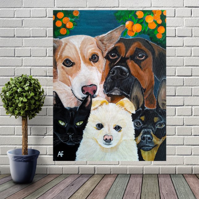 Pet Selfie Painting by Alfred Fox Canvastryck (Skapare uppladdad)