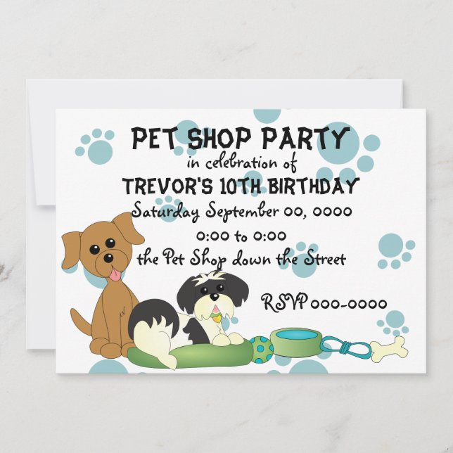 Pet Shop Party Inbjudningar (Framsida)