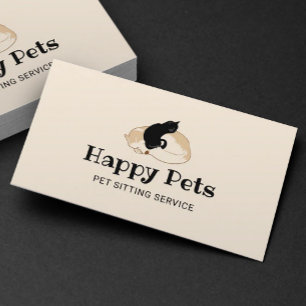 Pet Sitta Cute Hund & Cat Logotyp Djuromsorg Visitkort