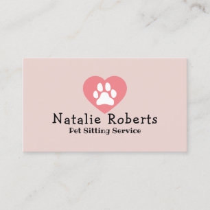 Pet Sitta Cute Tass Heart Logotyp  Rosa Visitkort