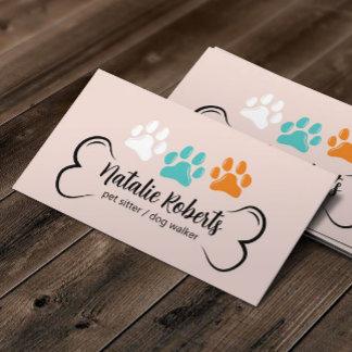 Pet Sitta Dog Walker Cute Färg Tass  Rosa Visitkort